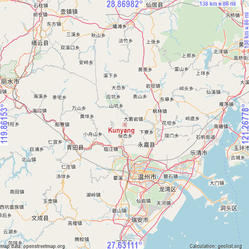 Kunyang on map