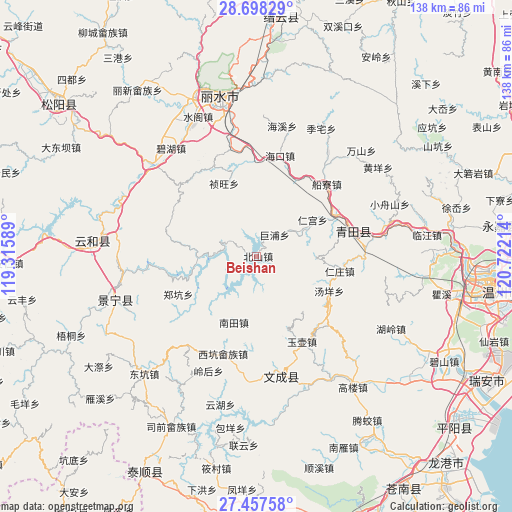 Beishan on map