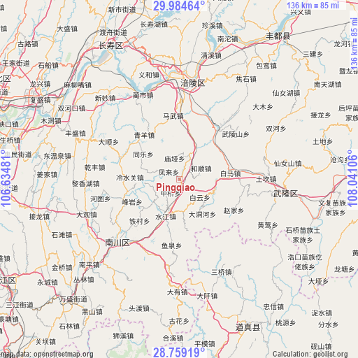 Pingqiao on map