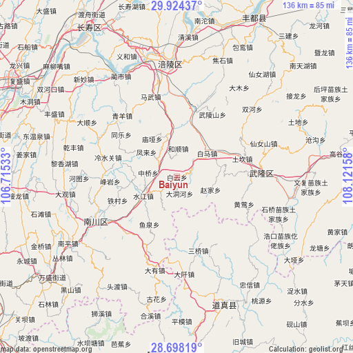 Baiyun on map