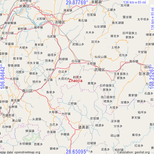 Zhaojia on map