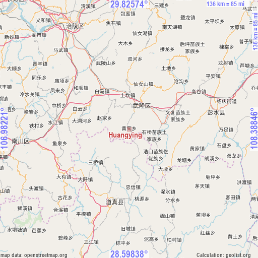 Huangying on map