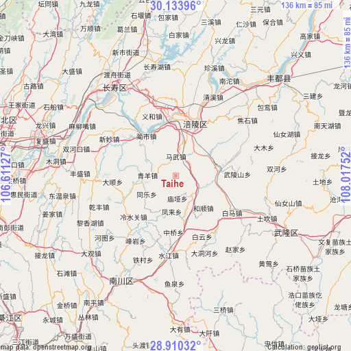 Taihe on map