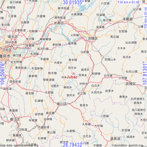 Jubao on map