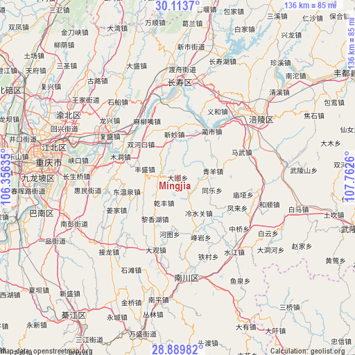 Mingjia on map