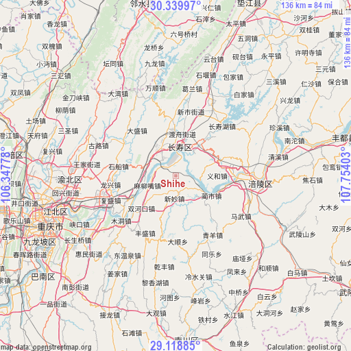 Shihe on map