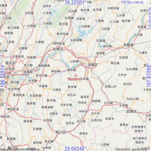 Huimin on map