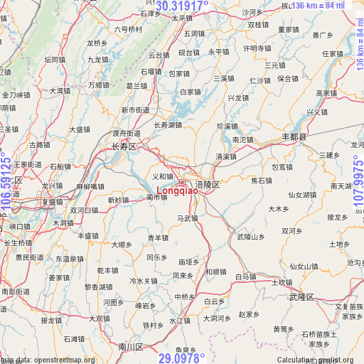 Longqiao on map