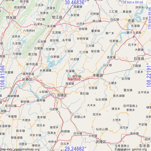 Nantuo on map