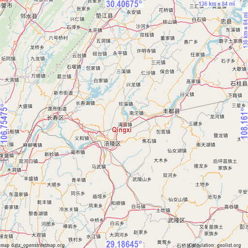 Qingxi on map