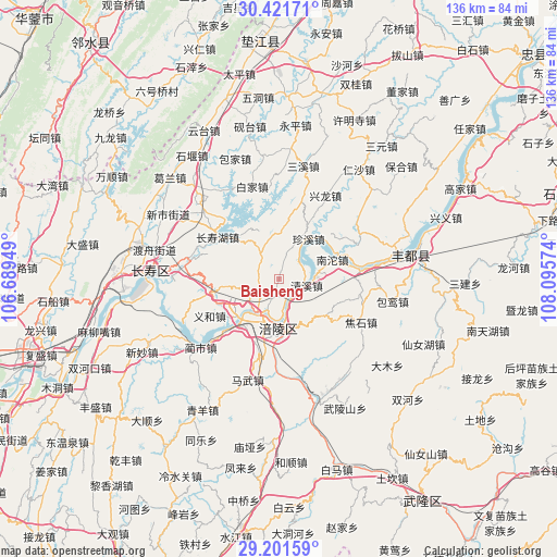 Baisheng on map