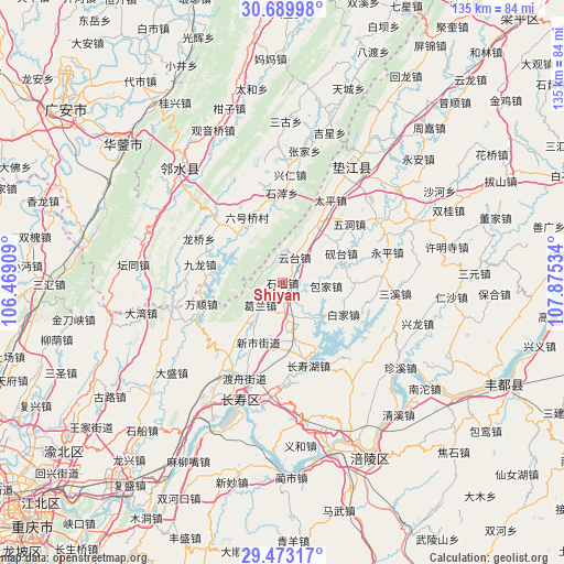 Shiyan on map