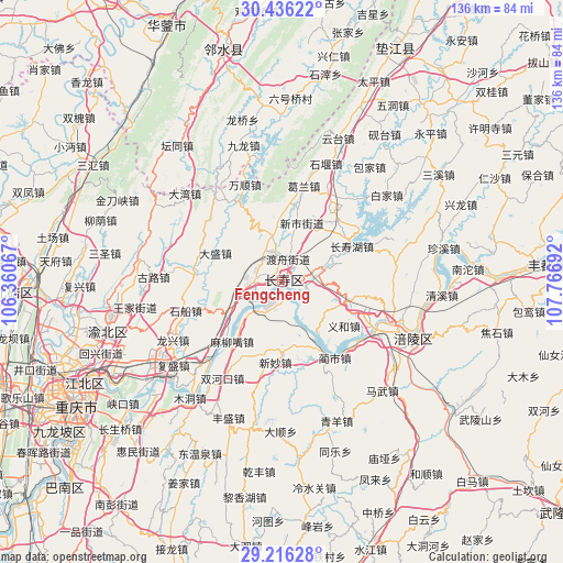 Fengcheng on map