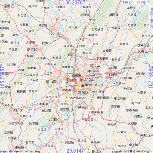 Dazhulin on map