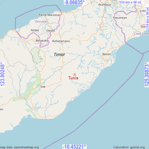 Tunis on map