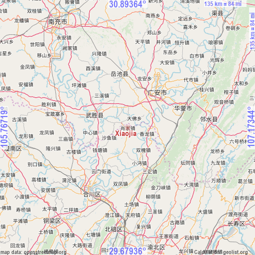 Xiaojia on map