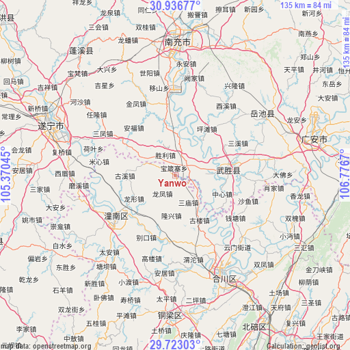 Yanwo on map