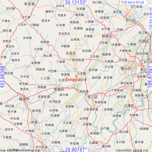 Tongqiao on map