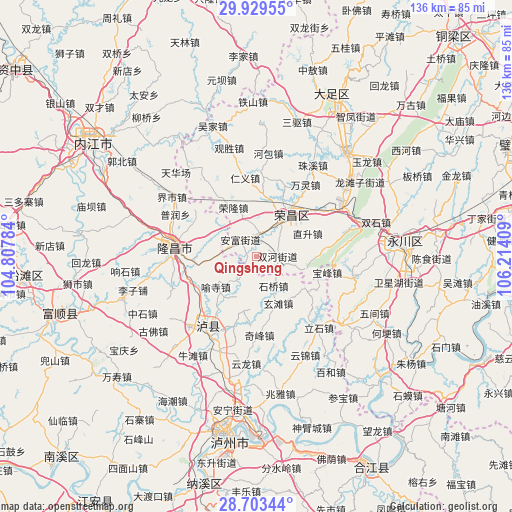 Qingsheng on map