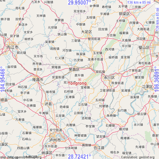 Yongrong on map