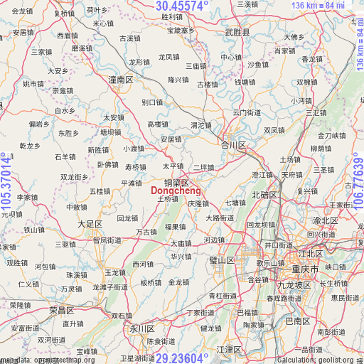 Dongcheng on map