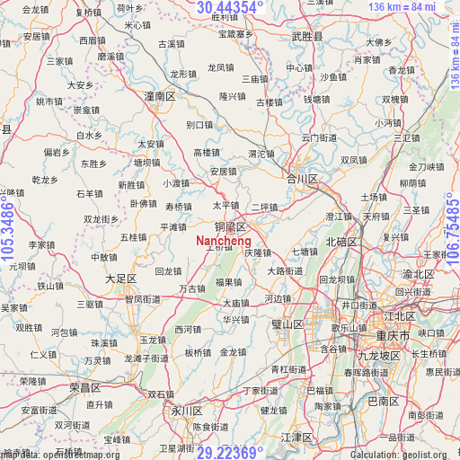 Nancheng on map