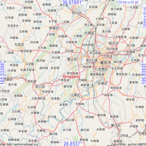 Qinggang on map