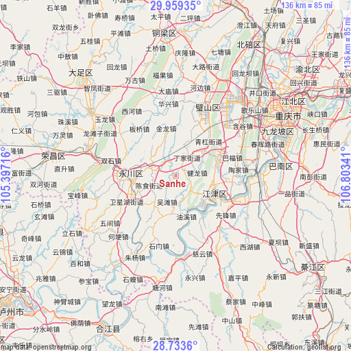 Sanhe on map