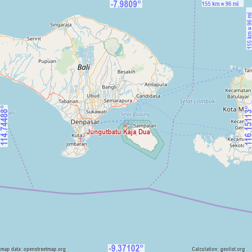 Jungutbatu Kaja Dua on map