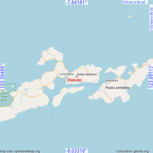 Watodei on map
