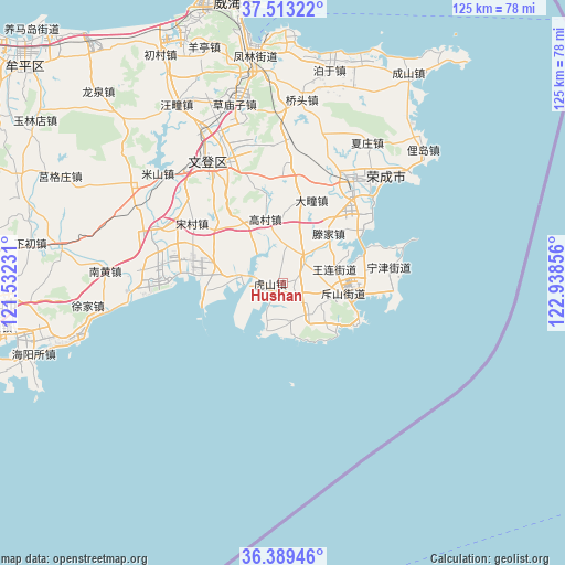 Hushan on map