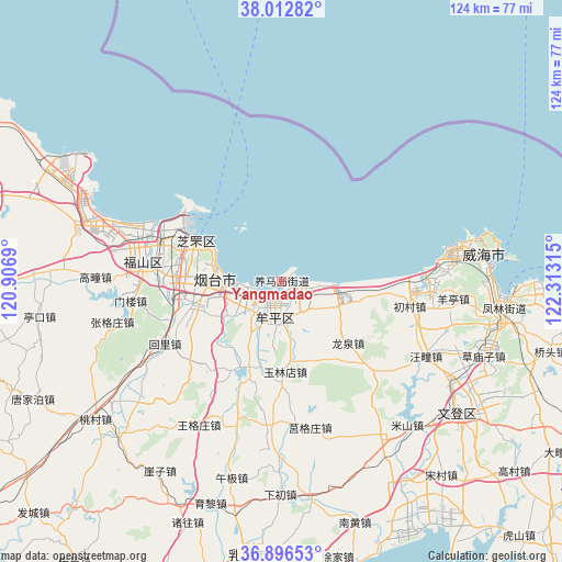 Yangmadao on map