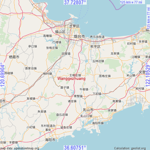 Wanggezhuang on map