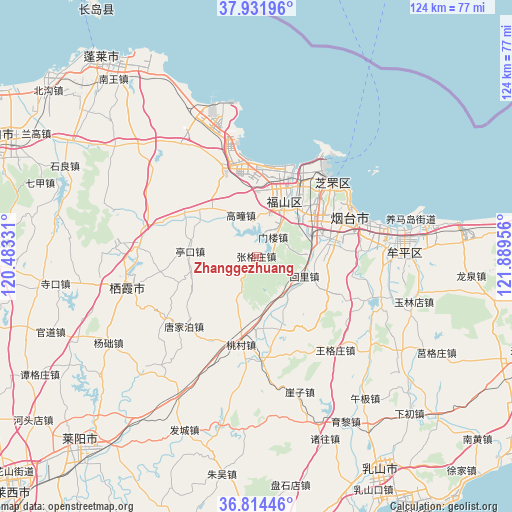 Zhanggezhuang on map