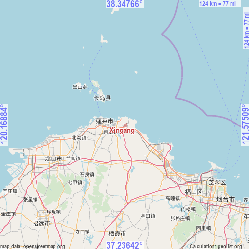 Xingang on map