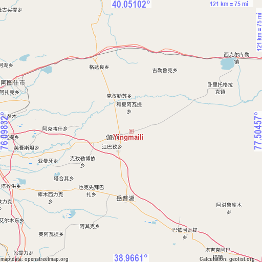 Yingmaili on map