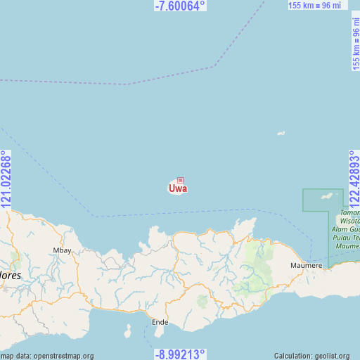 Uwa on map