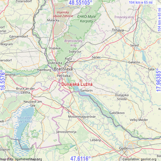 Dunajská Lužná on map