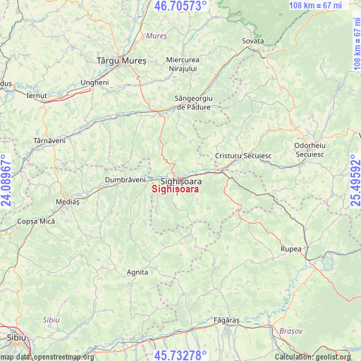 Sighișoara on map