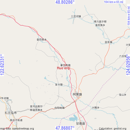 Huo’erqi on map