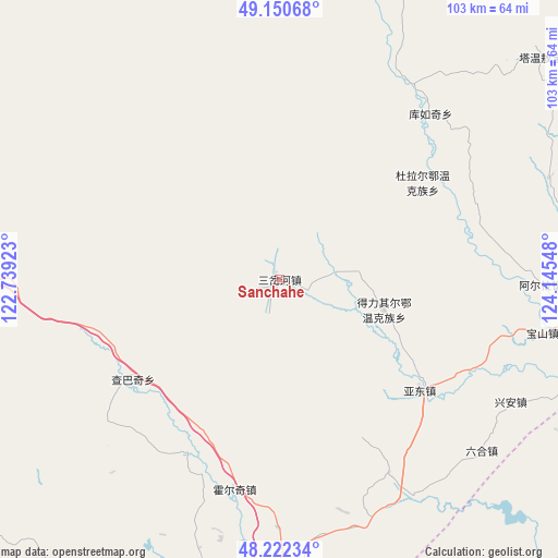 Sanchahe on map