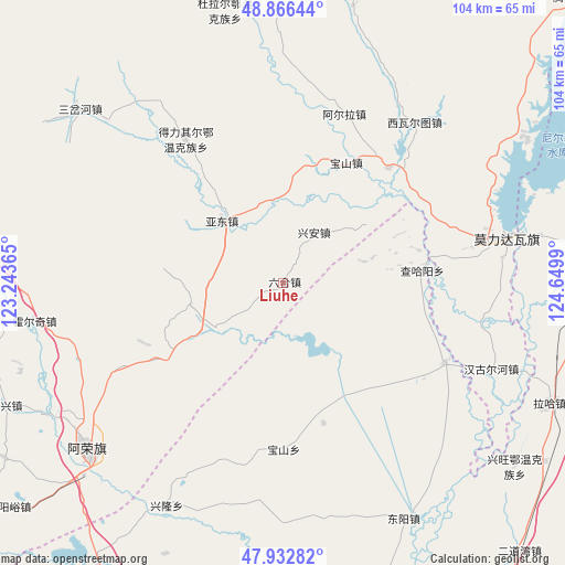 Liuhe on map