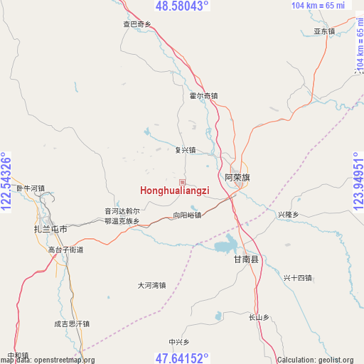 Honghualiangzi on map