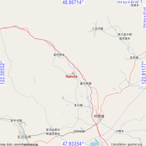 Naketa on map