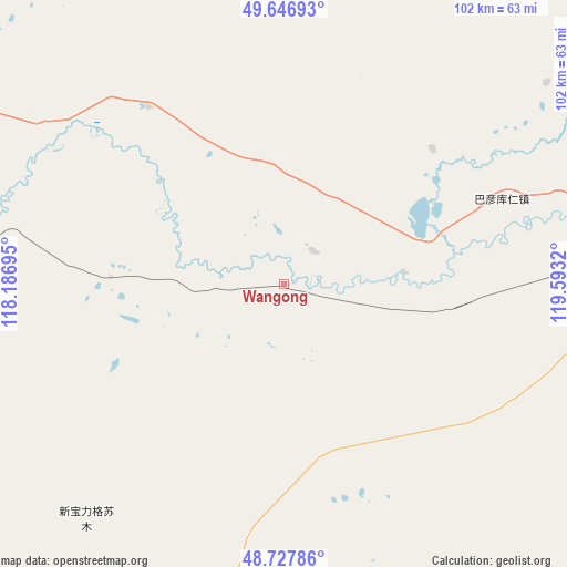 Wangong on map