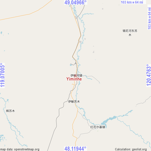 Yiminhe on map