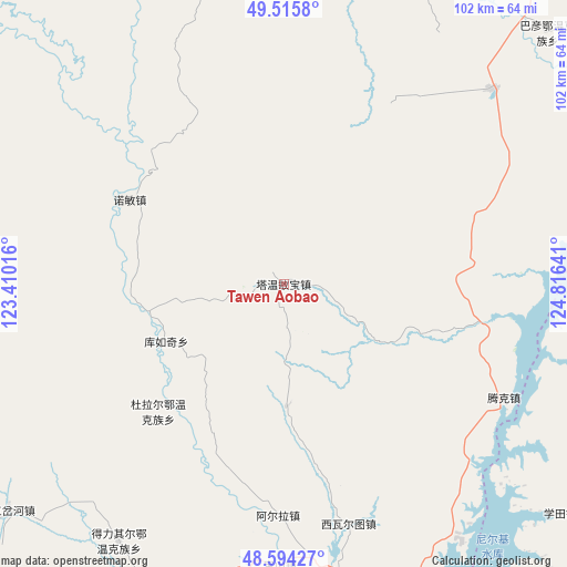 Tawen Aobao on map