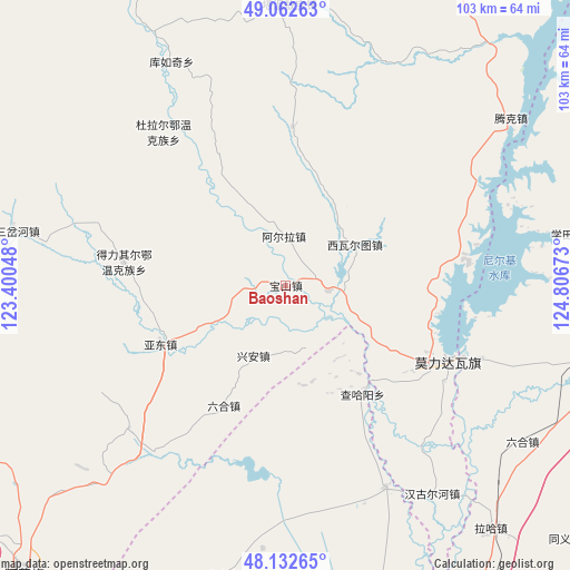 Baoshan on map