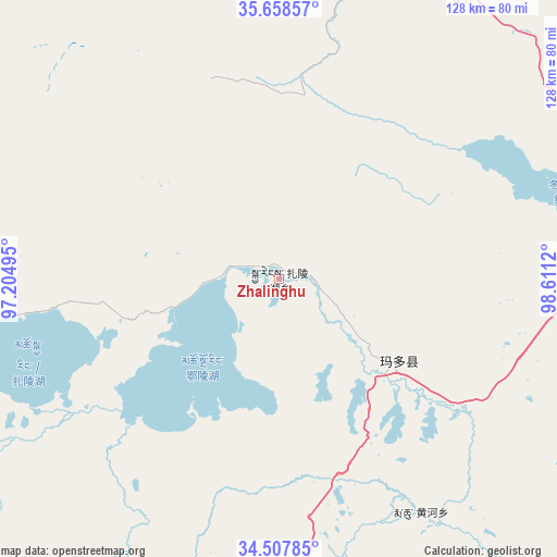 Zhalinghu on map