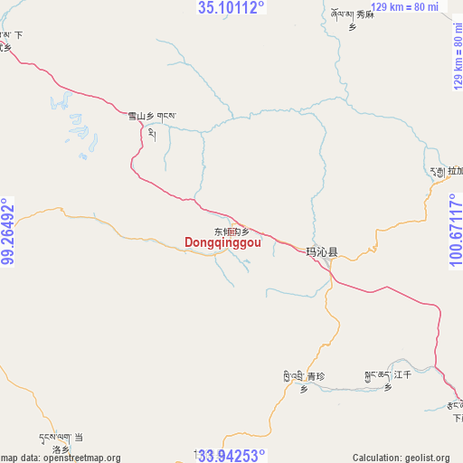 Dongqinggou on map